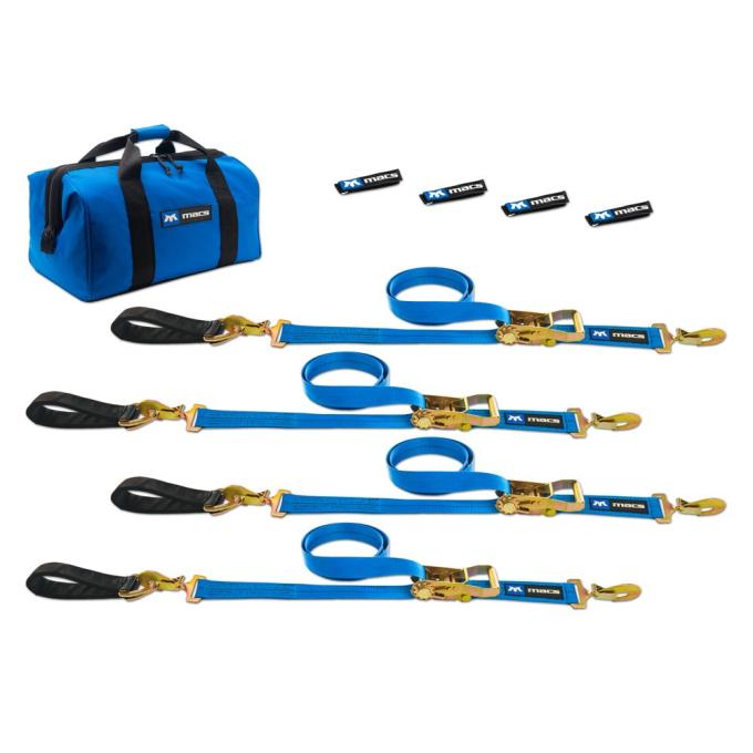 Race Ramps 2 x 6 Ultra Pack Tie-Down Straps with Detachable Axle Straps, Sewn Fixed Ends - Blue 512206
