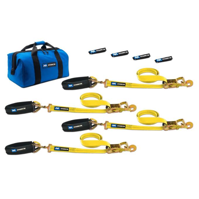 Race Ramps 2 x 6 Pro Pack Premium Tie-Down Strap Kit with 24 Axle Strap, Direct Hook Ends - Yellow 514616