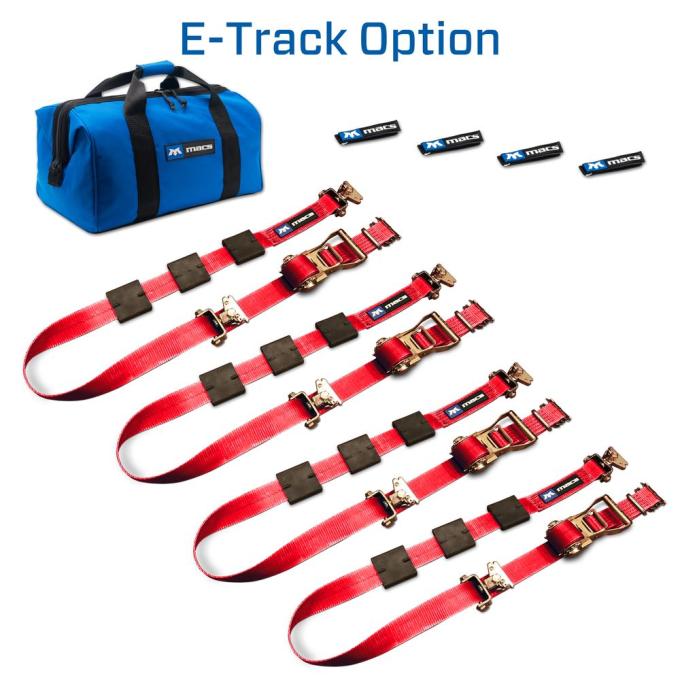 Race Ramps 2 x 10 Tire Block Strap Pack with E-Track Ends - Red 513002