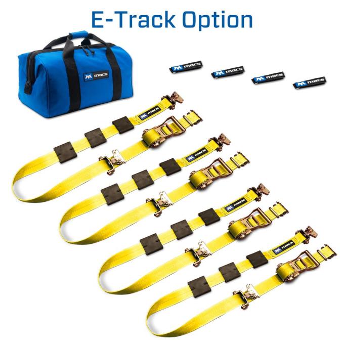 Race Ramps 2 x 10 Tire Block Strap Pack with E-Track Ends - Yellow 514002
