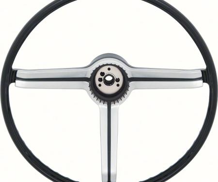 AMD Steering Wheel and Shroud, Black-Brushed Chrome, 68 Chevy II Nova with Custom Interior (RPO Z87); 68 Camaro (Standard Wheel) X459-3568-1BLK