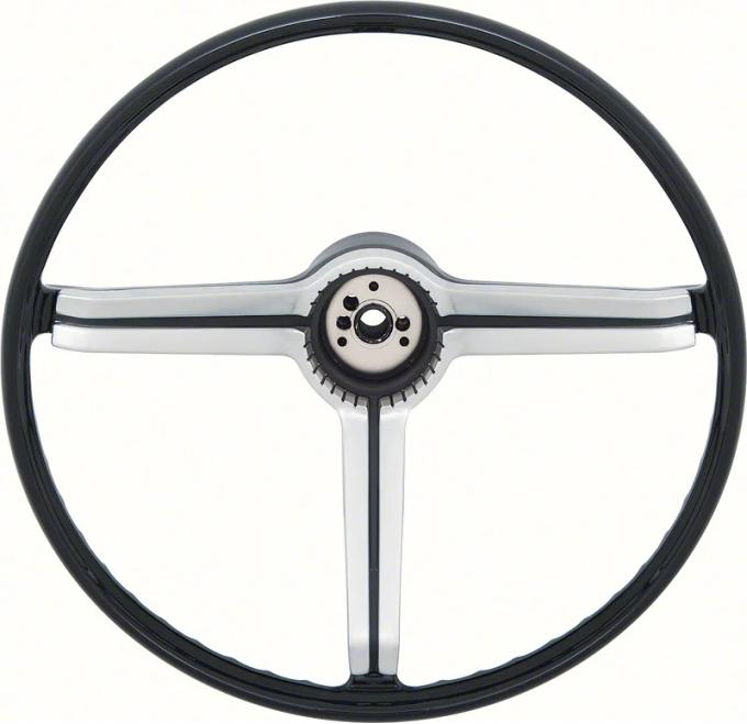 AMD Steering Wheel and Shroud, Black-Brushed Chrome, 68 Chevy II Nova with Custom Interior (RPO Z87); 68 Camaro (Standard Wheel) X459-3568-1BLK