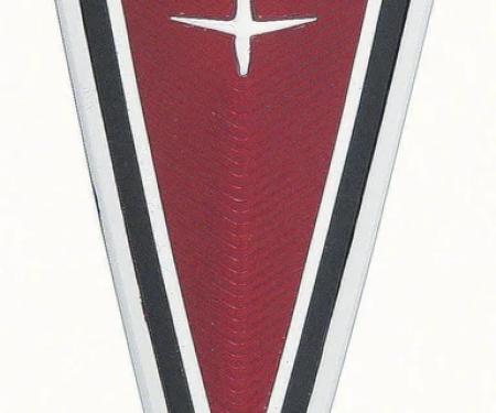AMD Bumper / Header Emblem, Red Arrowhead, 77-81 Firebird Bumper Cover; 77-79 Ventura Phoenix Header; 77-79 LeMans Header K-499724