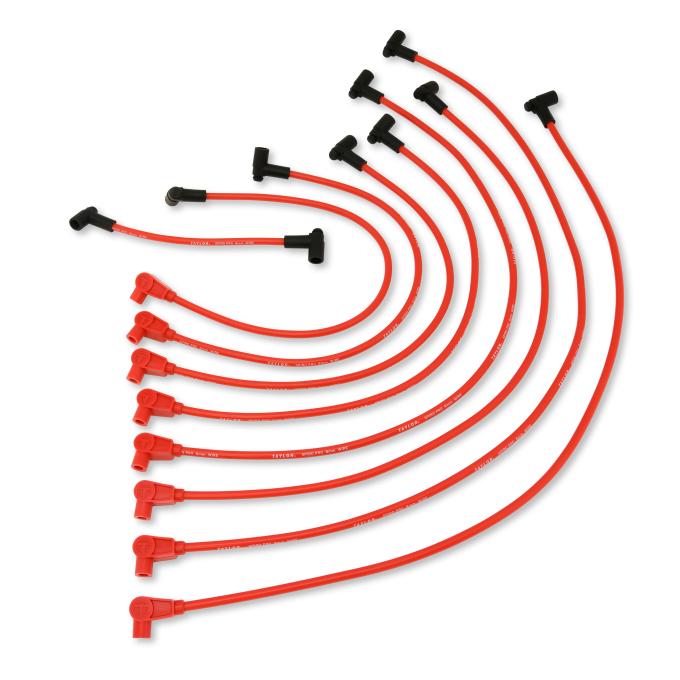 Taylor Cable 1985-91 C4 Corvette/Camaro/Firebird 5.7L L98 V8 8mm Spiro-Pro Spark Plug Wire Set, Red, 90&deg;/135&deg; Spark Plug Boot Angle 74209
