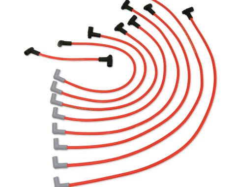 Taylor Cable 1975-89 GM Small Block V8 350, C3 Corvette & 50/60 Series Trucks 8.2mm Thundervolt Spark Plug Wire Set, Red, 90&deg; Spark Plug Boot Angle 84217