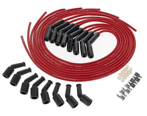 Taylor Cable LS Engines Universal 8mm Spiro-Pro Black Ceramic Boots Spark Plug Wire Set, 135&deg; Spark Plug Boot Angle, Red 75263-B