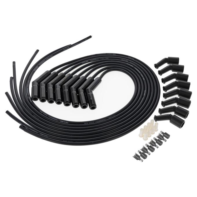 Taylor Cable LS Engines Universal 8.2mm ThunderVolt Black Ceramic Boots Spark Plug Wire Sets, 135&deg; Spark Plug Boot Angle, Black 85063-B
