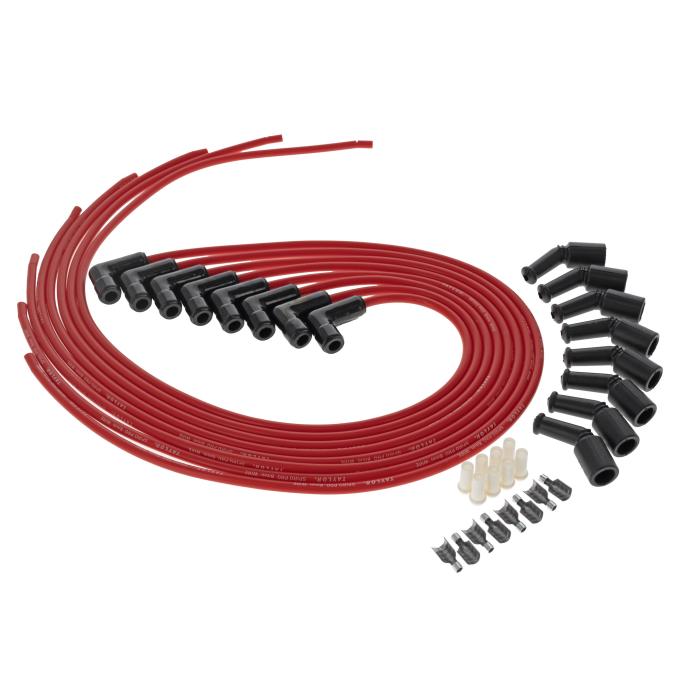 Taylor Cable LS Engines Universal 8mm Spiro-Pro Black Ceramic Boots Spark Plug Wire Set, 90&deg; Spark Plug Boot Angle, Red 75261-B