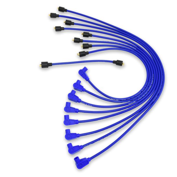 Taylor Cable Chevy Small Block Race Fit 10.4mm 409 Series Spark Plug Wire Set with Over Valve Cover HEI Fitment, Blue, 90&deg; Spark Plug Boot Angle 79628