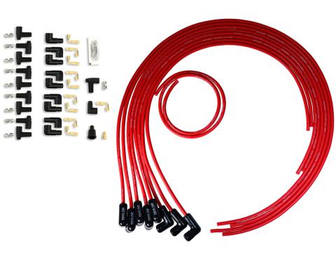 Taylor Cable Universal 8mm Spiro-Pro Black Ceramic Boots Spark Plug Wire Sets, 90&deg; Spark Plug Boot Angle, Red 75251-B