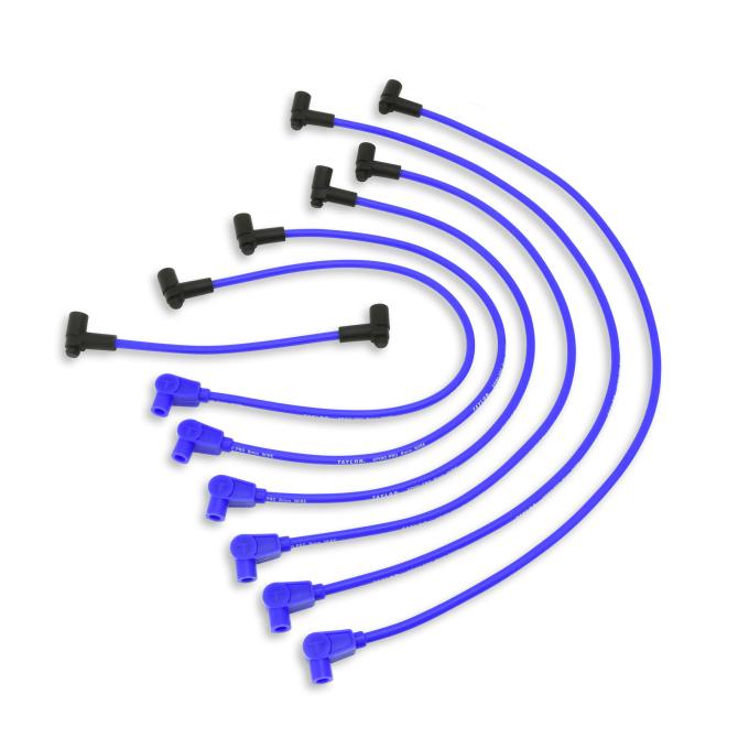Taylor Cable 1970-76 Multi-Make V8 Non-HEI 8mm Spiro-Pro Spark Plug Wire Set, Blue, 135&deg; Spark Plug Boot Angle 74662