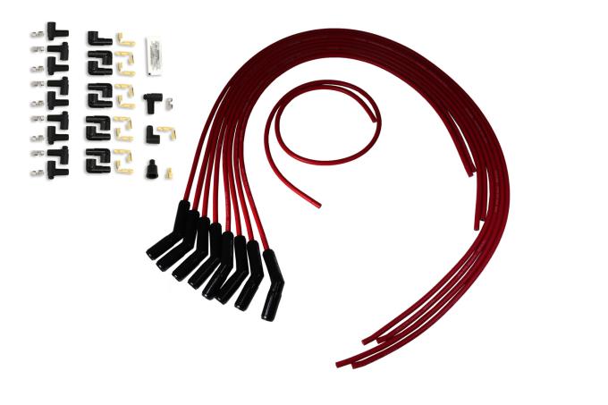 Taylor Cable Universal 8mm Spiro-Pro Black Ceramic Boots Spark Plug Wire Sets, 135&deg; Spark Plug Boot Angle, Red 75253-B
