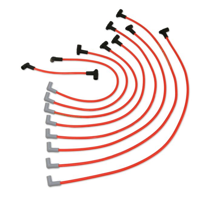 Taylor Cable 1970-76 Multi-Make V8 Non-HEI 8.2mm Thundervolt Spark Plug Wire Set, Red, 135&deg; Spark Plug Boot Angle 84262