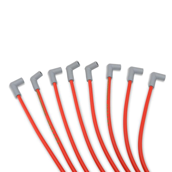 Taylor Cable Chevy Small Block Race Fit 8.2mm Thundervolt Spark Plug Wire Set with Under Headers Socket Fitment, Red, 90&deg; Spark Plug Boot Angle 86229