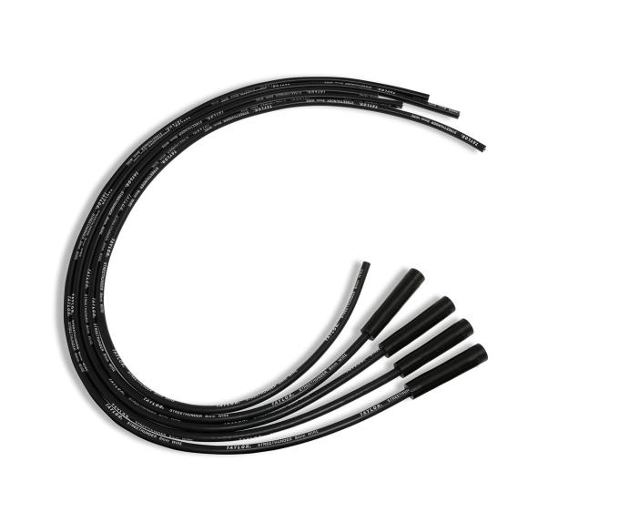 Taylor Cable Universal 8mm StreeThunder Spark Plug Wire Set, 4 Cylinders, 180&deg; Spark Plug Boot Angle, Black 50035