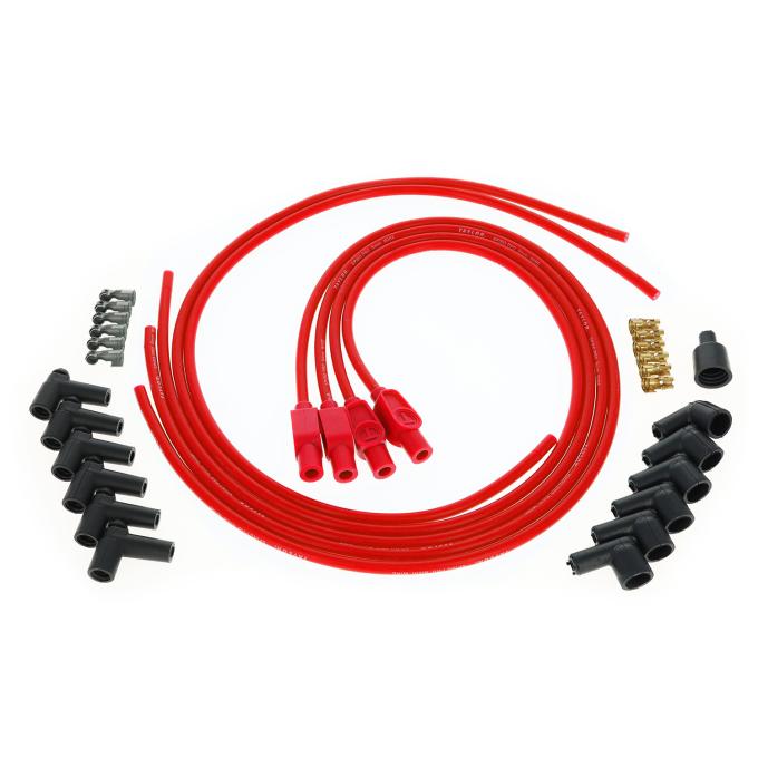 Taylor Cable Universal 8mm Spiro-Pro Spark Plug Wire Set, 4 Cylinders, 180&deg; Spark Plug Boot Angle, Red 73235