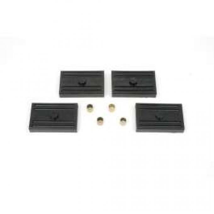 Firebird Multi-Leaf Spring Mounting Pad Set, Black, Polyurethane, Prothane, 1968-1969