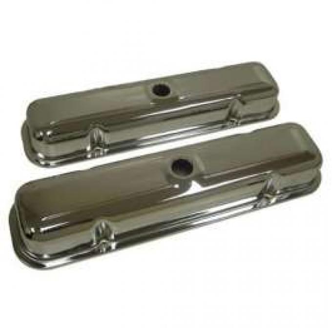 Firebird Chrome Valve Covers, V8, Smooth, Unbaffled, 1967-1979