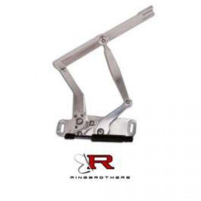 Firebird Hood Hinges, Billet Aluminum, Solid Frame, Natural, With Steel Hood, 1967-1969