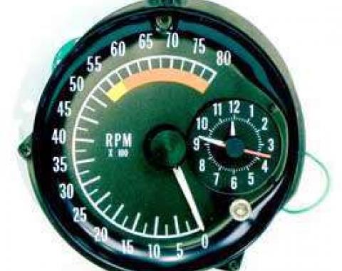 Firebird Tachometer, With Clock, 5700 RPM Redline, 1973-1975