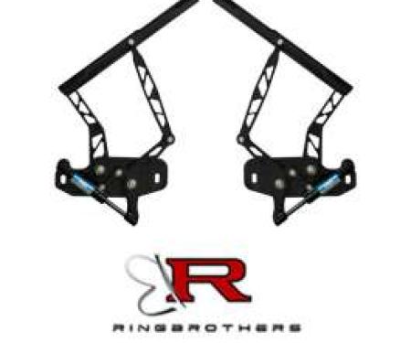 Firebird Hood Hinges, Billet Aluminum, Black Anodized, Air Frame, For Cars With Steel Hood, 1967-1969