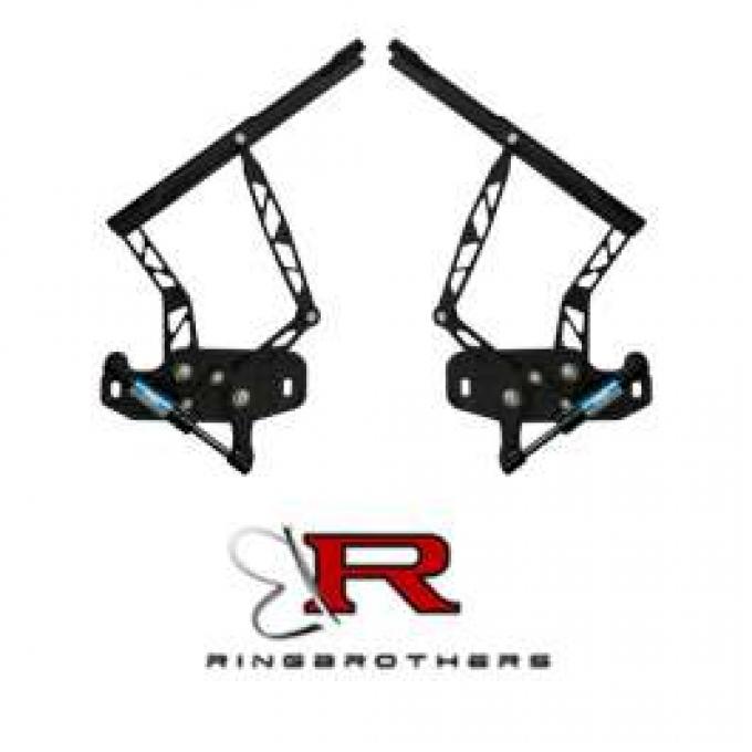 Firebird Hood Hinges, Billet Aluminum, Black Anodized, Air Frame, For Cars With Steel Hood, 1967-1969