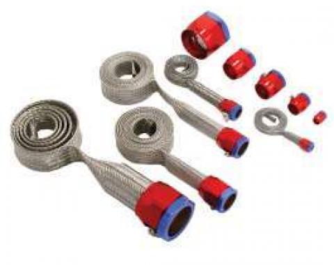 Firebird Hose Cover Kit, Universal, Stainless Steel, With Red/Blue Clamps, 1967-2002
