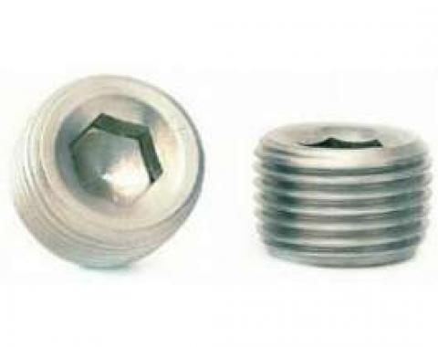 Firebird Intake Manifold Hole Plug, 3/8 Pipe Thread, Recessed Socket Drive, Stainless Steel, 1967-1969