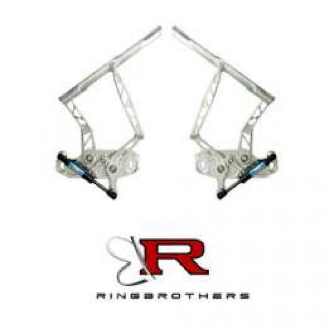 Firebird Hood Hinges, Natural Billet Aluminum, Air Frame, For Cars With Steel Hood, 1967-1969