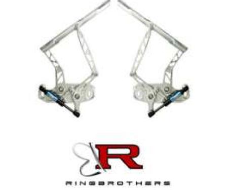 Firebird Hood Hinges, Natural Billet Aluminum, Air Frame, For Cars With Steel Hood, 1967-1969
