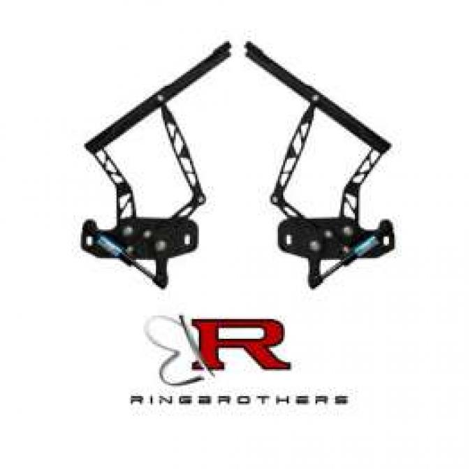 Firebird Hood Hinges, Billet Aluminum, Black Anodized, Air Frame, For Cars With Steel Hood, 1967-1969