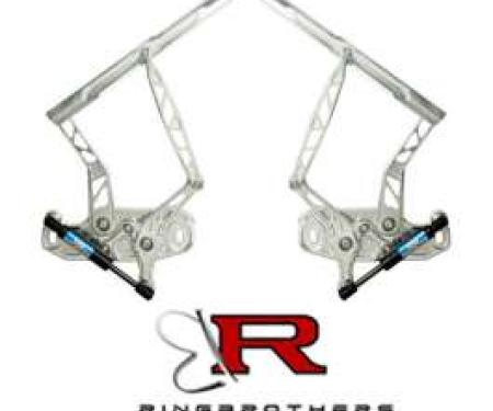 Firebird Hood Hinges, Natural Billet Aluminum, Air Frame, For Cars With Fiberglass Hood, 1967-1969