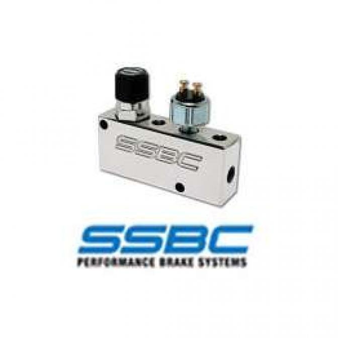 Firebird Proportioning Valve, SSBC, Adjustable, With Brake Light Switch, Polished, 1967-2002