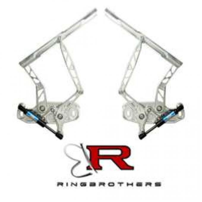 Firebird Hood Hinges, Natural Billet Aluminum, Air Frame, For Cars With Fiberglass Hood, 1967-1969