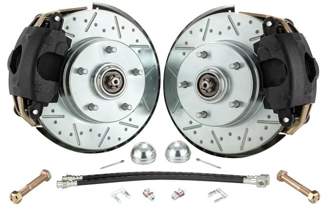 Classic Performance Front Disc Brake Kit with 2" Drop Spindles for 64- 72 GM A Body, 11" Rotors, Drilled/Slotted 6474SWBK-D-ARGX