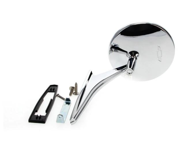 AMD Outside Door Mirror, Round with Bowtie, - 66-67 Chevy II Nova Chevelle El Camino Camaro X570-3066