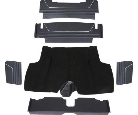 TMI 6 PC  Trunk Kit, Sport II Pattern  1967-1968 Chevrolet Camaro Coupe, Black Madrid Vinyl, Black Loop Carpet 34-T8001-2295-301