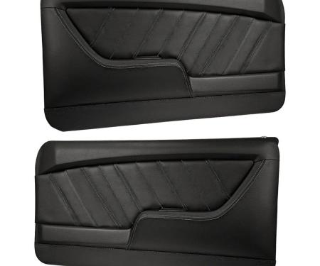 TMI Front Molded Door Panels, Sport-R Pattern  1968 Chevrolet Camaro Coupe, Black Madrid Vinyl, Black Unisuede W/Black Stitch 11-80051-2295-99-BKS