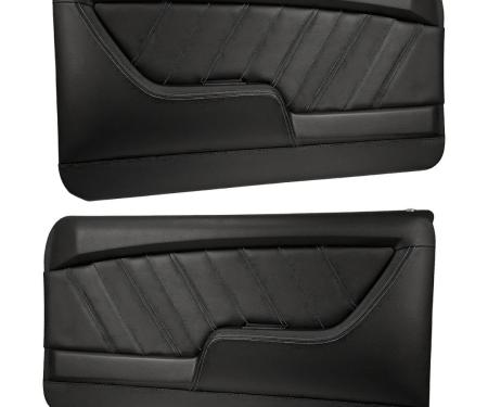 TMI Front Molded Door Panels, Sport-R Pattern  1969 Chevrolet Camaro Coupe, Black Madrid Vinyl, Black Unisuede W/Black Stitch 11-80052-2295-99-BKS