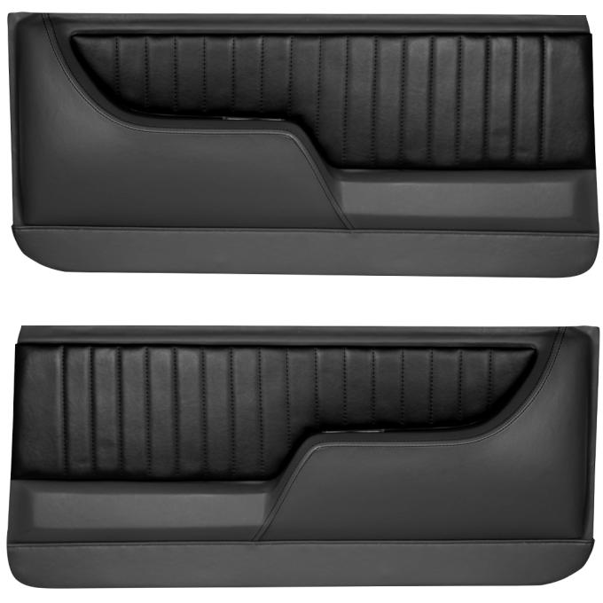 TMI Front Molded Door Panels, Sport Pattern, 1967 Camaro Coupe & Convertible, Black Madrid Vinyl 11-80093-2295