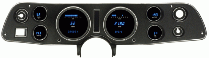 Camaro Digital Dash Kit, Dakota, with Blue LED, MPH, 1970-1981