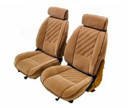 Camaro Seat Cover Set, Vinyl, Front & Rear, For Cars With Deluxe Interior & Solid Rear Back, Black, 1985-1987