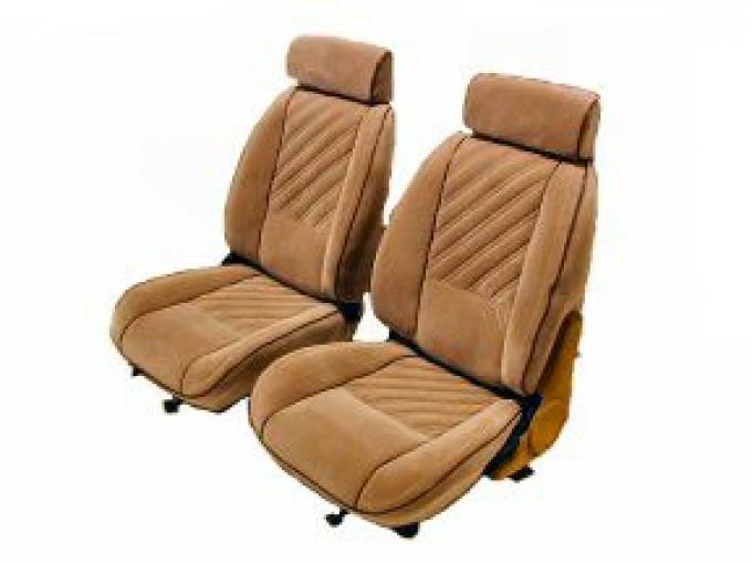 Camaro Seat Cover Set, Vinyl, Front & Rear, For Cars With Deluxe Interior & Solid Rear Back, Black, 1985-1987