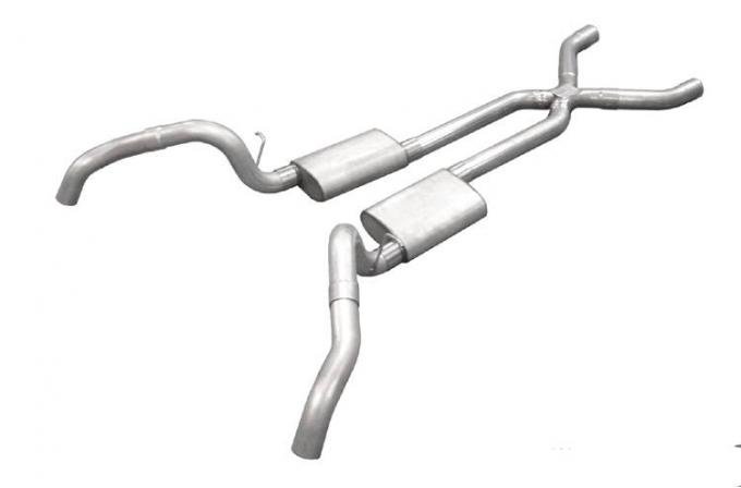 Pypes Crossmember Back w/X-Pipe Exhaust System 67-69 Split Rear Dual Exit 2.5 in Intermediate Pipe And Tailpipe Hardware Incl Muffler And Tip Not Incl Exhaust SGF60