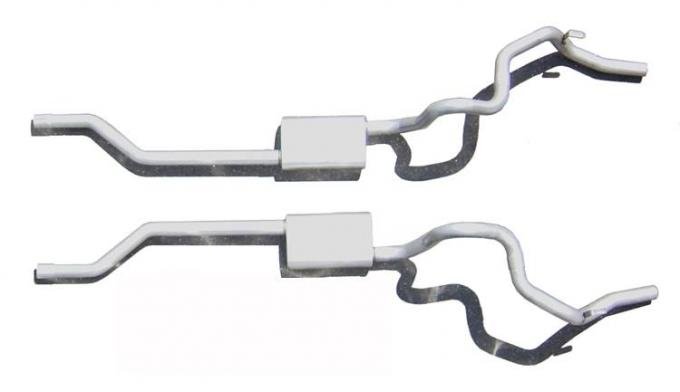Pypes Crossmember Back Without X-Pipe Exhaust System 70-74 F-Body Split Rear Dual Exit 2.5 in Intermediate And Tail Pipe Hardware Incl Muffler And Tip Not Incl Natural 409 Stainless Steel Exhaust SGF31