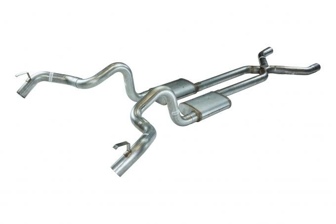 Pypes Crossmember Back w/X-Pipe Exhaust System 70-74 F-Body Split Rear Dual Quarter Exit 3in Intermediate And TailPipe Race Pro Mufflers/Hardware Incl Tip Not Incl Polished 304 Stainless Exhaust SGF13R