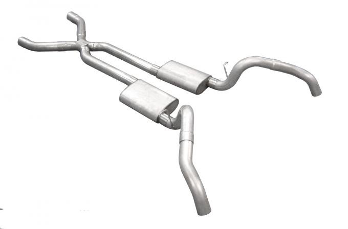Pypes Crossmember Back w/X-Pipe Exhaust System 67-69 Split Rear Dual Exit 3 in Intermediate And Tail Pipe Violator Mufflers/Hardware Incl Tip Not Incl Natural 409 Stainless Steel Exhaust SGF63V