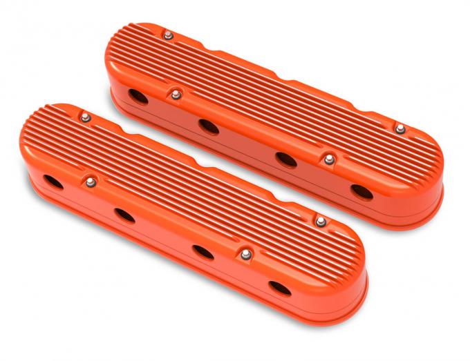 Holley 2-Piece Finned Valve Cover, Gen III/IV LS, Factory Orange Machined 241-183