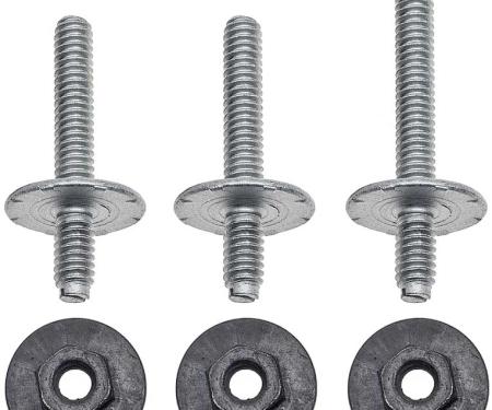 OER 1967-69 Camaro, Firebird, Quarter Window Track Stud & Nut Set, (3) Studs and (3) Flange Nuts, 6-Piece 153091