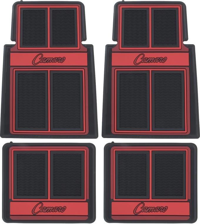 1967-69 Camaro, Floor Mats, Script Lettering, Front and Rear, Red, 4 Piece Set